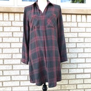 CLOTH And STONE Long Plaid Shirt/Dress Sz S